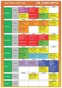 TS DANCE TIMETABLE - Term 5 - JUNE 2012